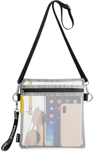 G4Free Clear Sling Bag Crossbody Mesh Purses for Women, Transparent Lightweight Chest Bag(White)