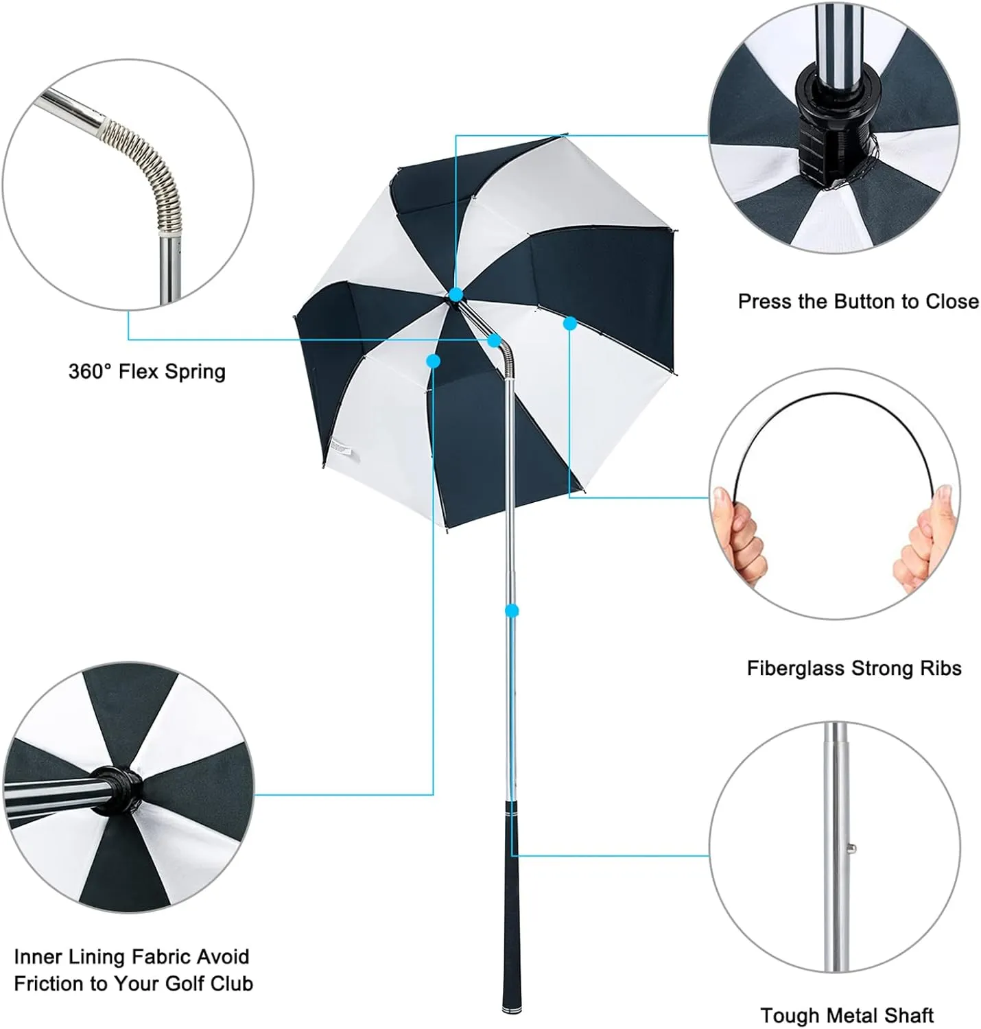 G4Free Golf Bag Umbrella for Club Protection Flex Umbrella