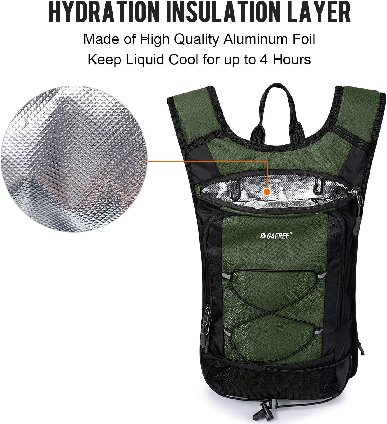 G4Free Insulated Hydration Backpack Pack with 2L BPA Free Bladder for Outdoor Running Hiking Cycling Camping
