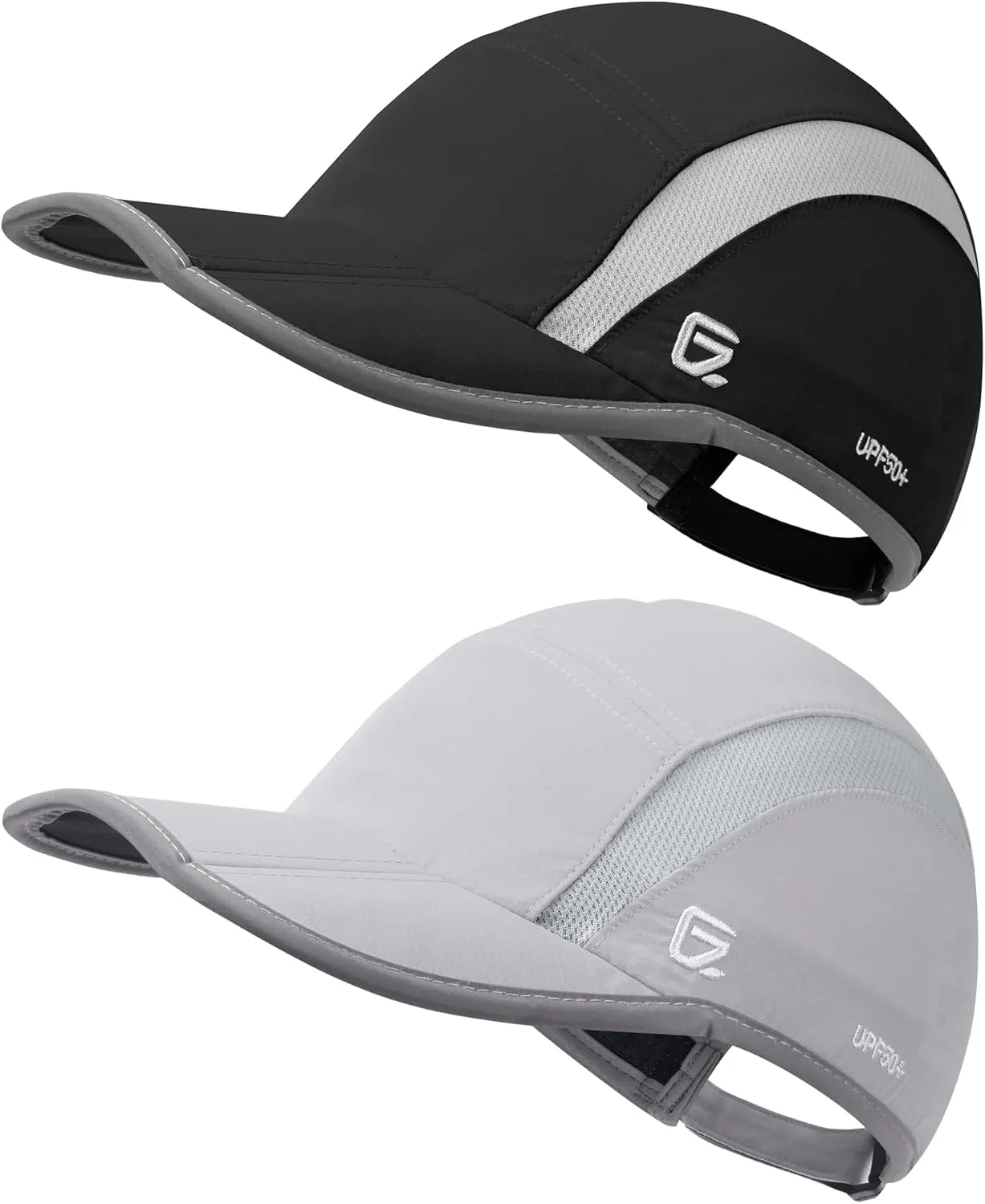 GADIEMKENSD 2 Pack Reflective Foldable Sports Hat UPF 50  Sun Protection Outdoor Run Hats for Men and Women