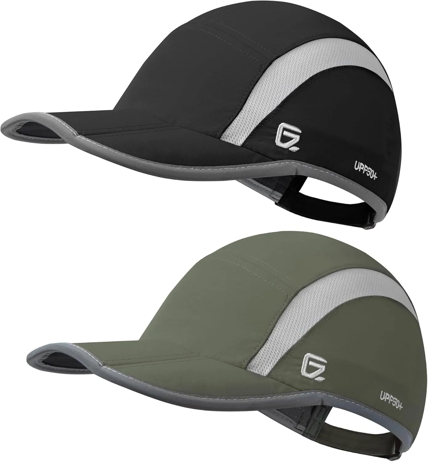 GADIEMKENSD 2 Pack Reflective Foldable Sports Hat UPF 50  Sun Protection Outdoor Run Hats for Men and Women