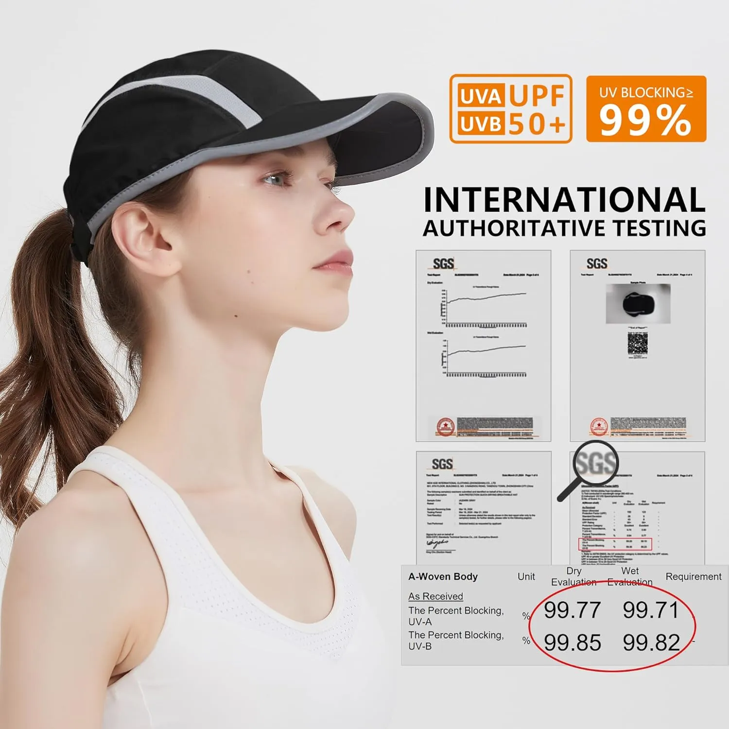 GADIEMKENSD 2 Pack Reflective Foldable Sports Hat UPF 50  Sun Protection Outdoor Run Hats for Men and Women