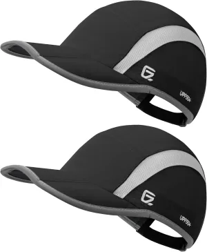 GADIEMKENSD 2 Pack Reflective Foldable Sports Hat UPF 50  Sun Protection Outdoor Run Hats for Men and Women