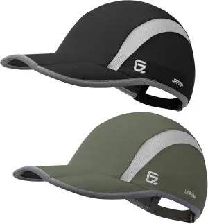 GADIEMKENSD 2 Pack Reflective Foldable Sports Hat UPF 50  Sun Protection Outdoor Run Hats for Men and Women