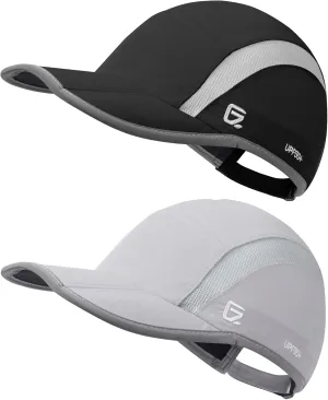 GADIEMKENSD 2 Pack Reflective Foldable Sports Hat UPF 50  Sun Protection Outdoor Run Hats for Men and Women