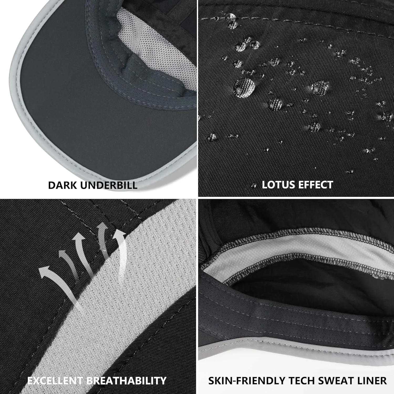 GADIEMKENSD 2 Pack Reflective Foldable Sports Hat UPF 50  Sun Protection Outdoor Run Hats for Men and Women