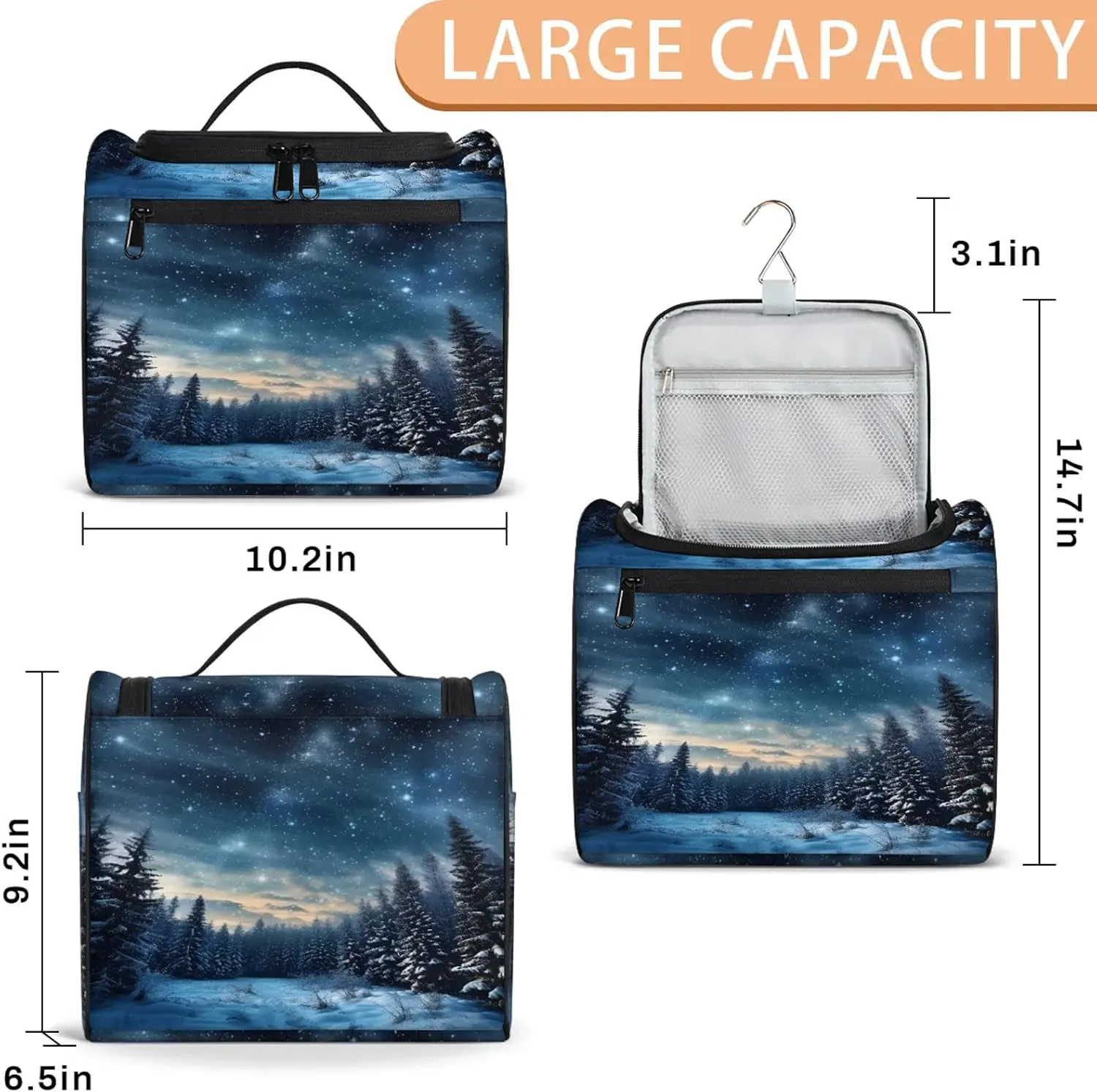Galaxy Star Large Makeup Bag Travel Make Up Organizer for Women Girls Cosmetic Bag Organizer With Handle
