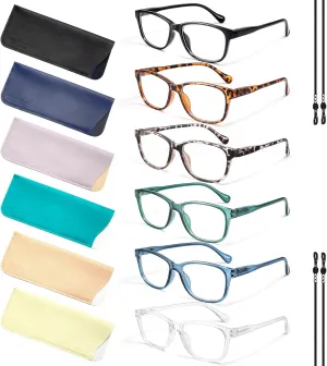 Gaoye Blue light Reading Glasses for Women Men Prescription Readers Mens Womens 6 Pack Bluelight Blocking Computer Eyeglasses