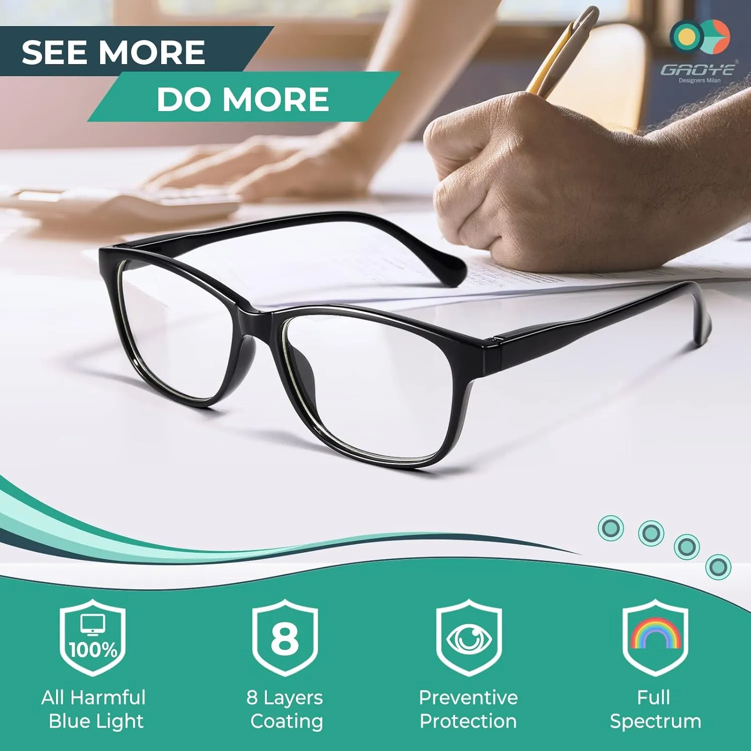 Gaoye Blue light Reading Glasses for Women Men Prescription Readers Mens Womens 6 Pack Bluelight Blocking Computer Eyeglasses