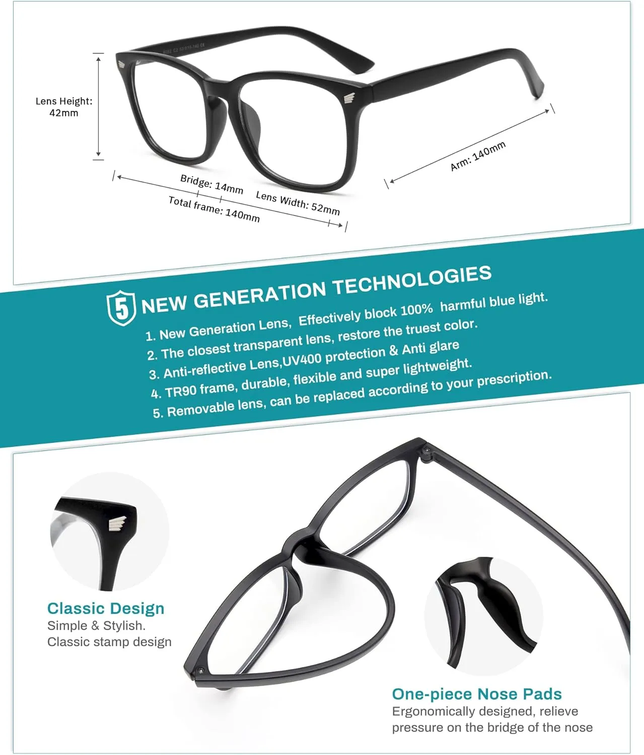 Gaoye Stylish Blue Light Glasses for Woman - Computer Glasses 99% Blue Light Blocking - Lightweight TR90 Frames - 3 pack