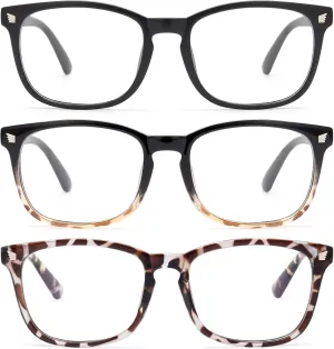 Gaoye Stylish Blue Light Glasses for Woman - Computer Glasses 99% Blue Light Blocking - Lightweight TR90 Frames - 3 pack