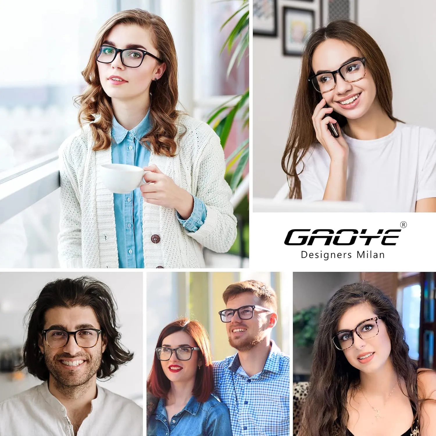 Gaoye Stylish Blue Light Glasses for Woman - Computer Glasses 99% Blue Light Blocking - Lightweight TR90 Frames - 3 pack