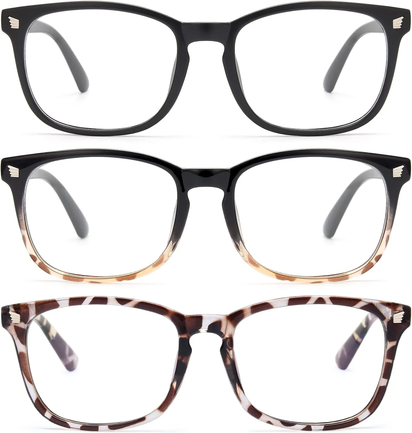 Gaoye Stylish Blue Light Glasses for Woman - Computer Glasses 99% Blue Light Blocking - Lightweight TR90 Frames - 3 pack