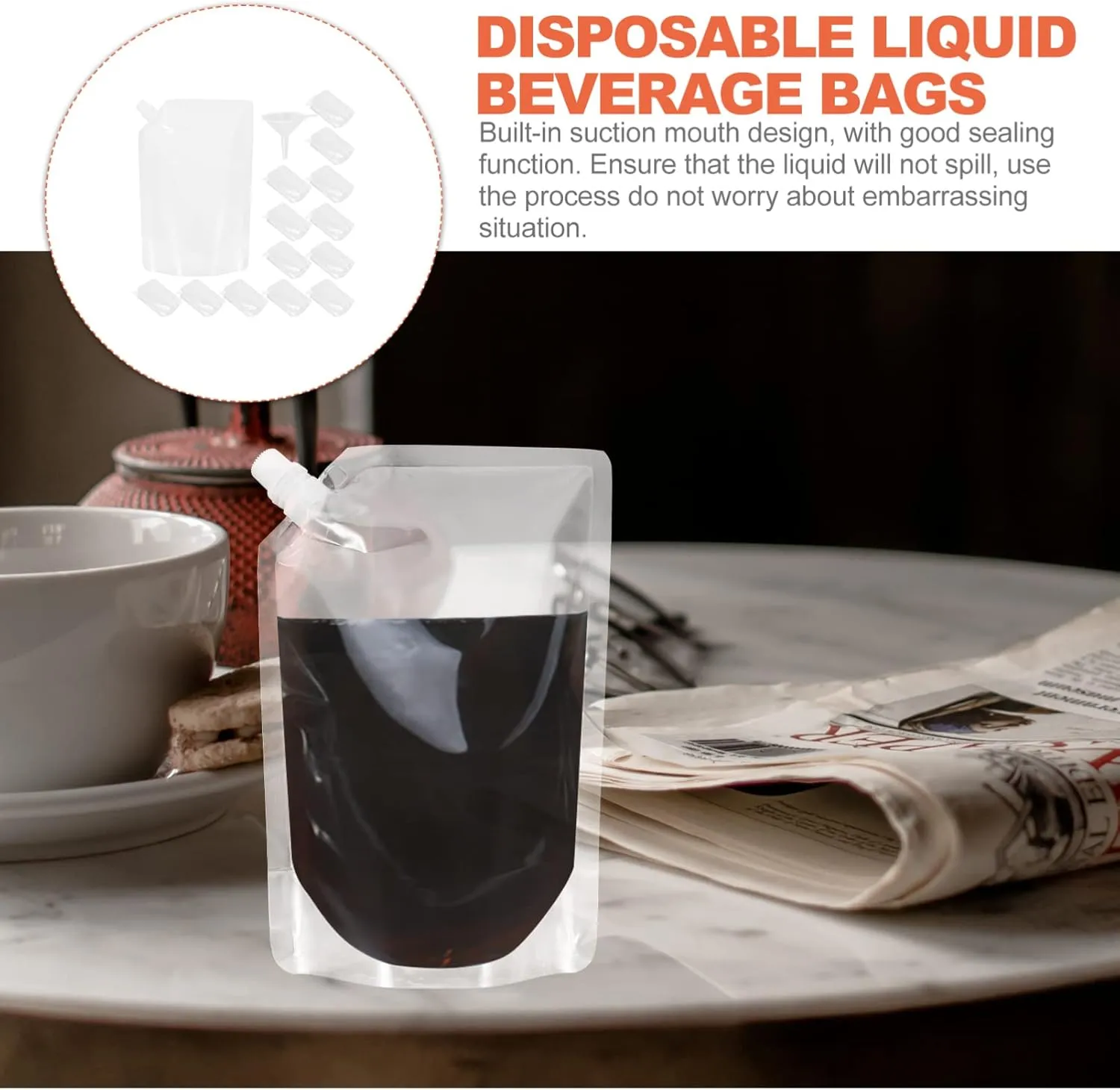 Garneck Travel Drink Containers Leakproof Pouches Juice Bags Edible Oil Bag Alcohol Holder Plastic Milk Holder for Family Gatherings