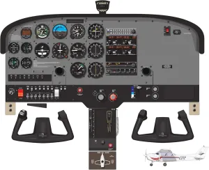 Generic Cessna 172 Conventional Cockpit Training Poster 24in x 36in, White