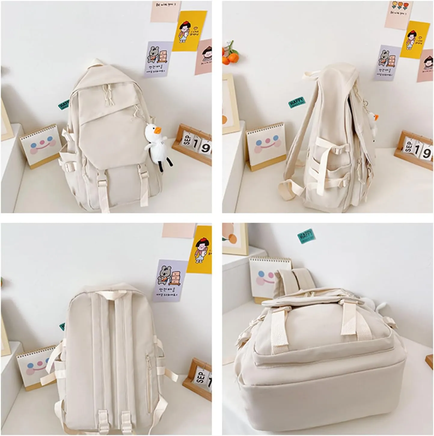 Genshin Impact Backpack Women Men Unisex Scaramouche Rucksack Hu Tao Xiao Bag Kawaii Backpack, Free Keychain (White-Alhaitham)