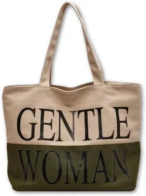 Gentle Woman Tote Bag Canvas Handbags Handheld Shoulder Bag with Zipper Purse Compartment for School Office Travel