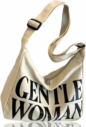 Gentle Woman Tote Bag Canvas Handbags Shoulder Bag with Adjustable Strap Zipper Compartment Office Travel Essentials