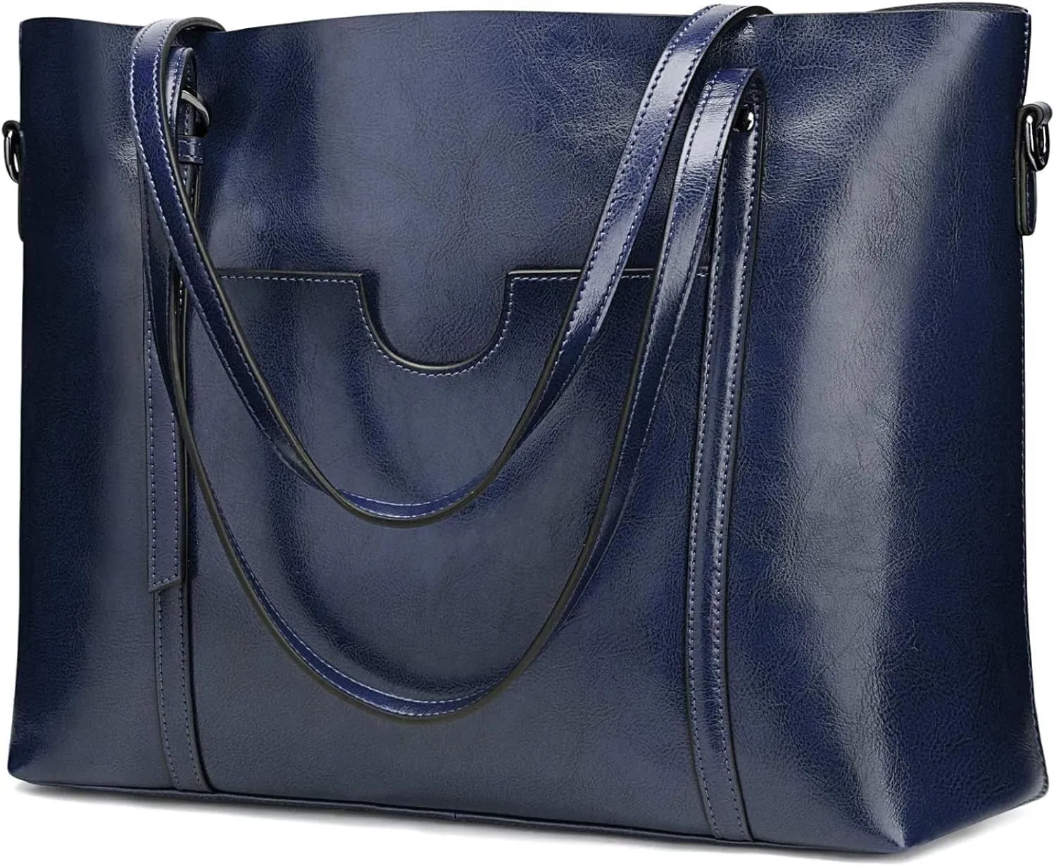 Genuine Leather Tote Bag for Women – Large Capacity Work Bag with Zipper, Adjustable Top Handles, Fits 14-Inch Laptop