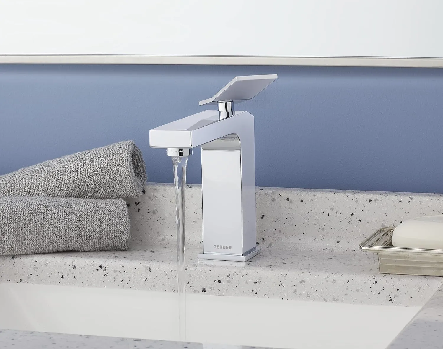 Gerber Avian Single Handle Bathroom Faucet with Metal Touch Down Drain, Chrome