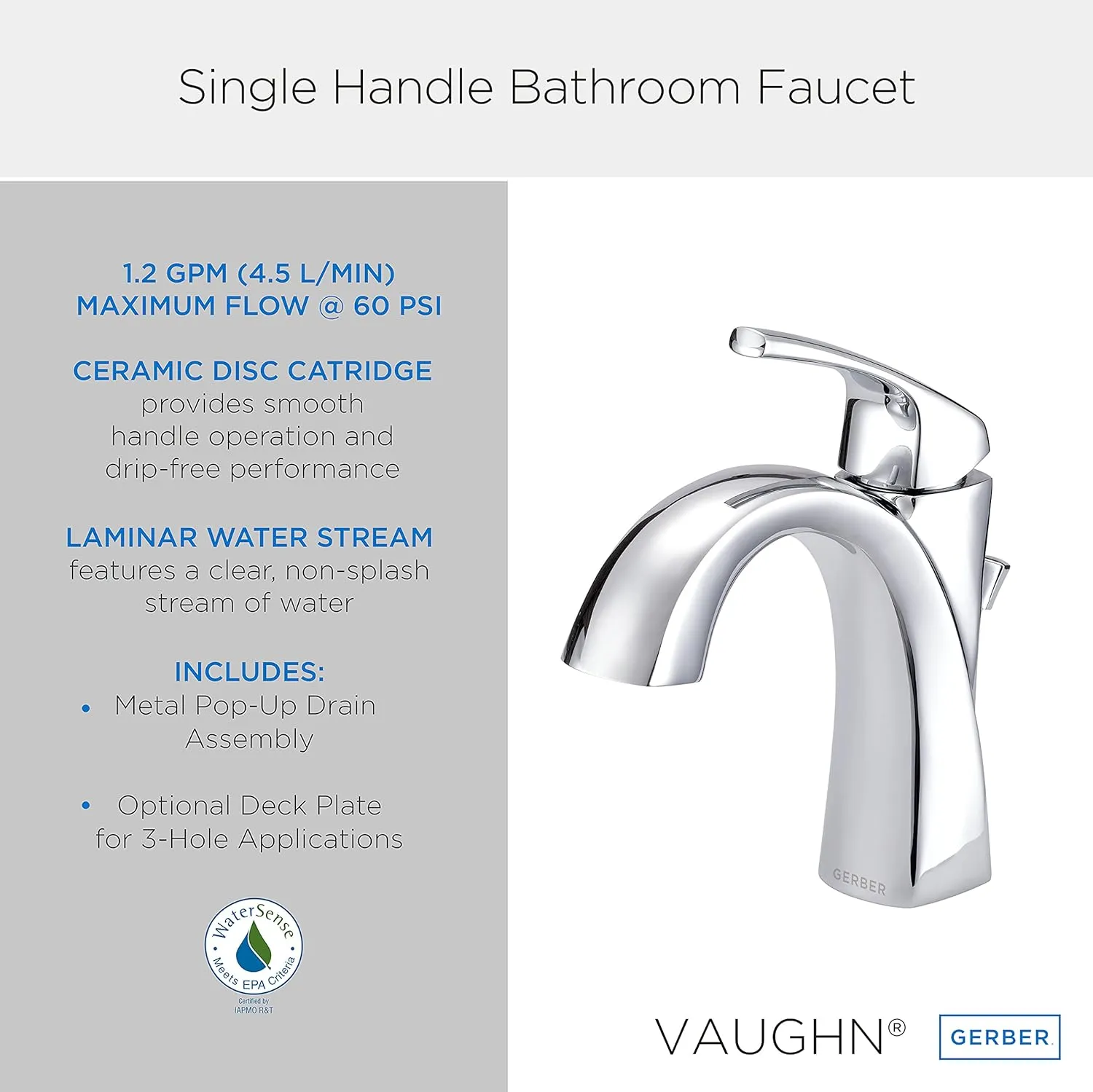 Gerber D225018BN Lavatory Faucet, Brushed Nickel