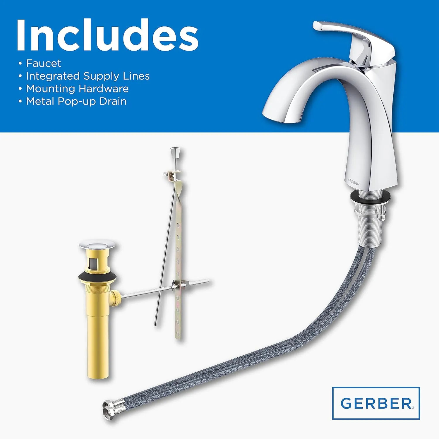 Gerber Plumbing Vaughn Lavatory Faucet with Metal Pop-Up Drain
