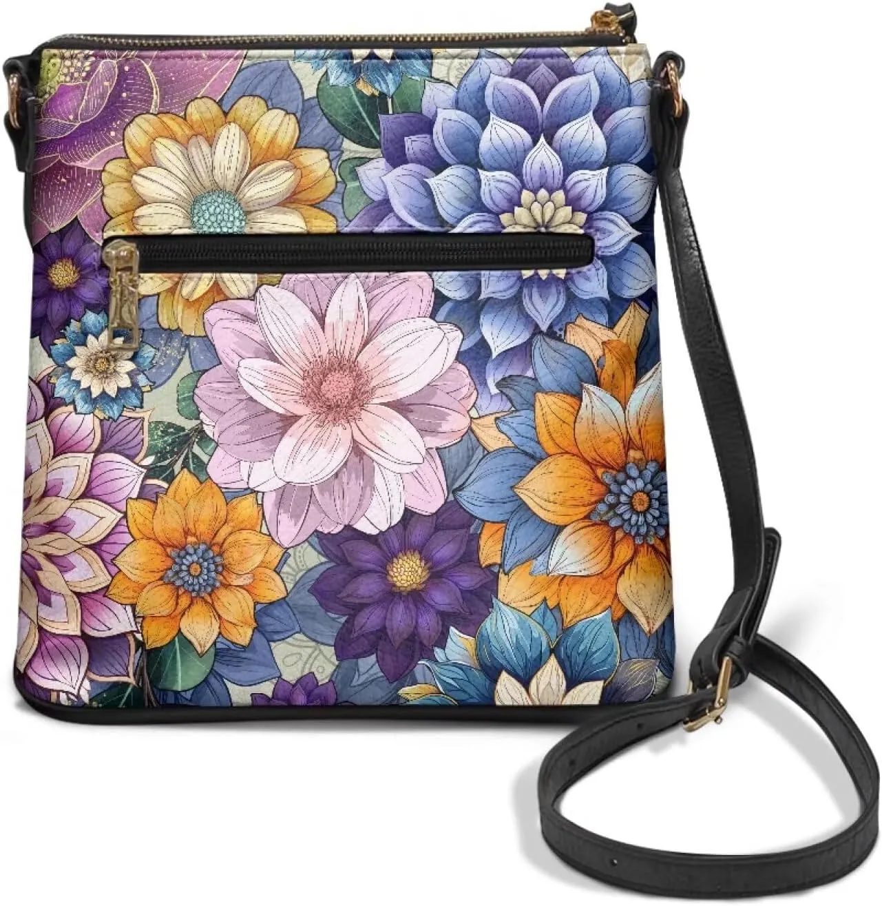 GIFTPUZZ Soft Leather Crossbody Purse with Zipper Pockets and Adjustable Shoulder Strap for Work Travel Shopping