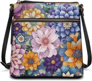 GIFTPUZZ Soft Leather Crossbody Purse with Zipper Pockets and Adjustable Shoulder Strap for Work Travel Shopping