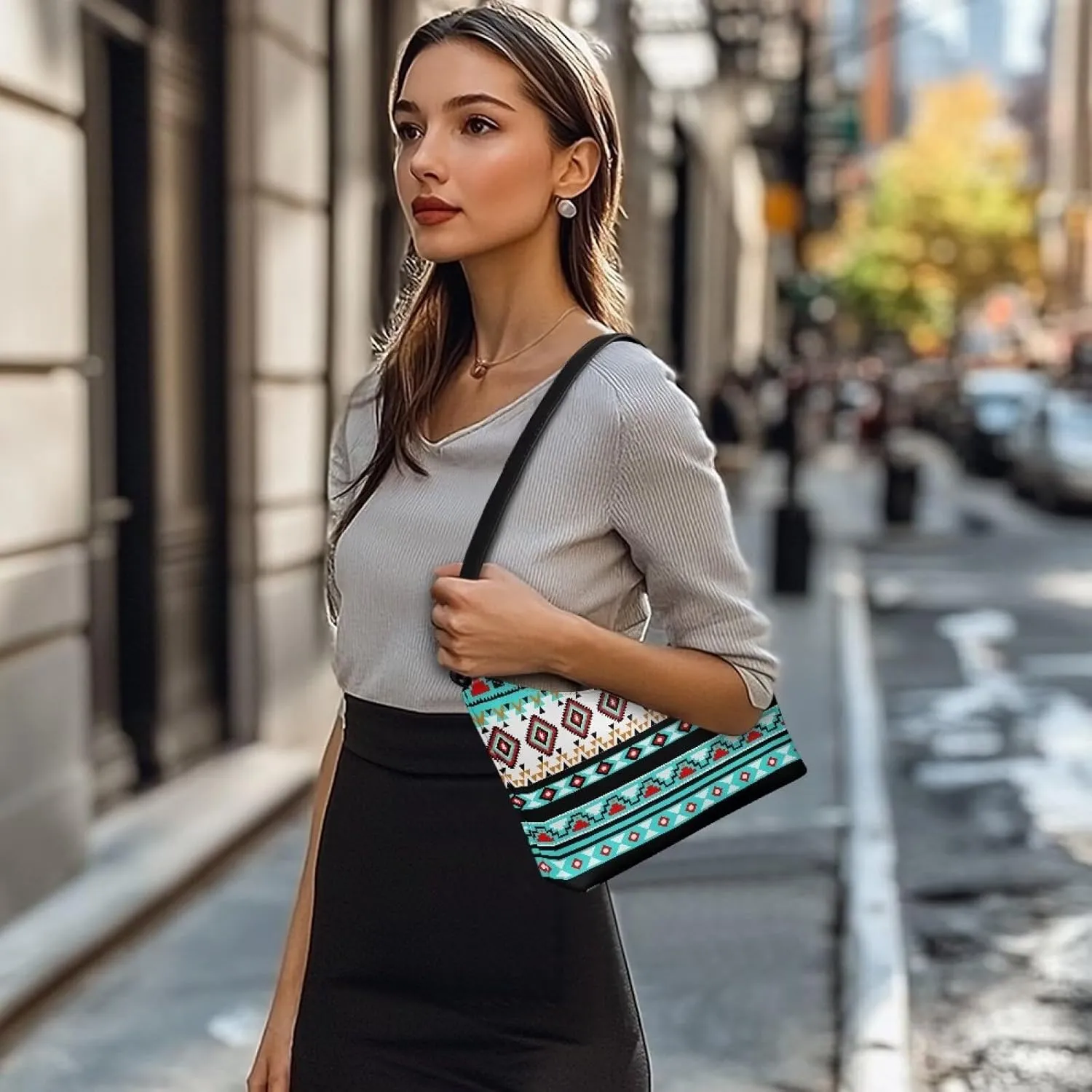GIFTPUZZ Women Underarm Shoulder Bag Trendy Leather Purse with Top Handle Internal Pocket and Zipper Closure Waterproof