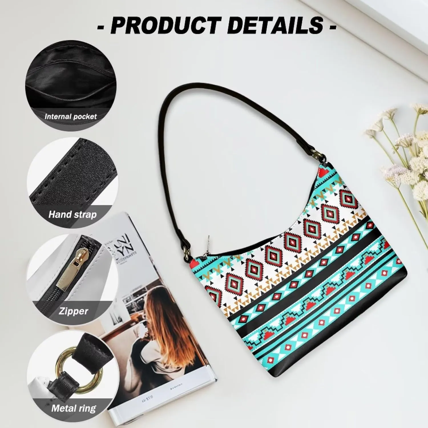 GIFTPUZZ Women Underarm Shoulder Bag Trendy Leather Purse with Top Handle Internal Pocket and Zipper Closure Waterproof