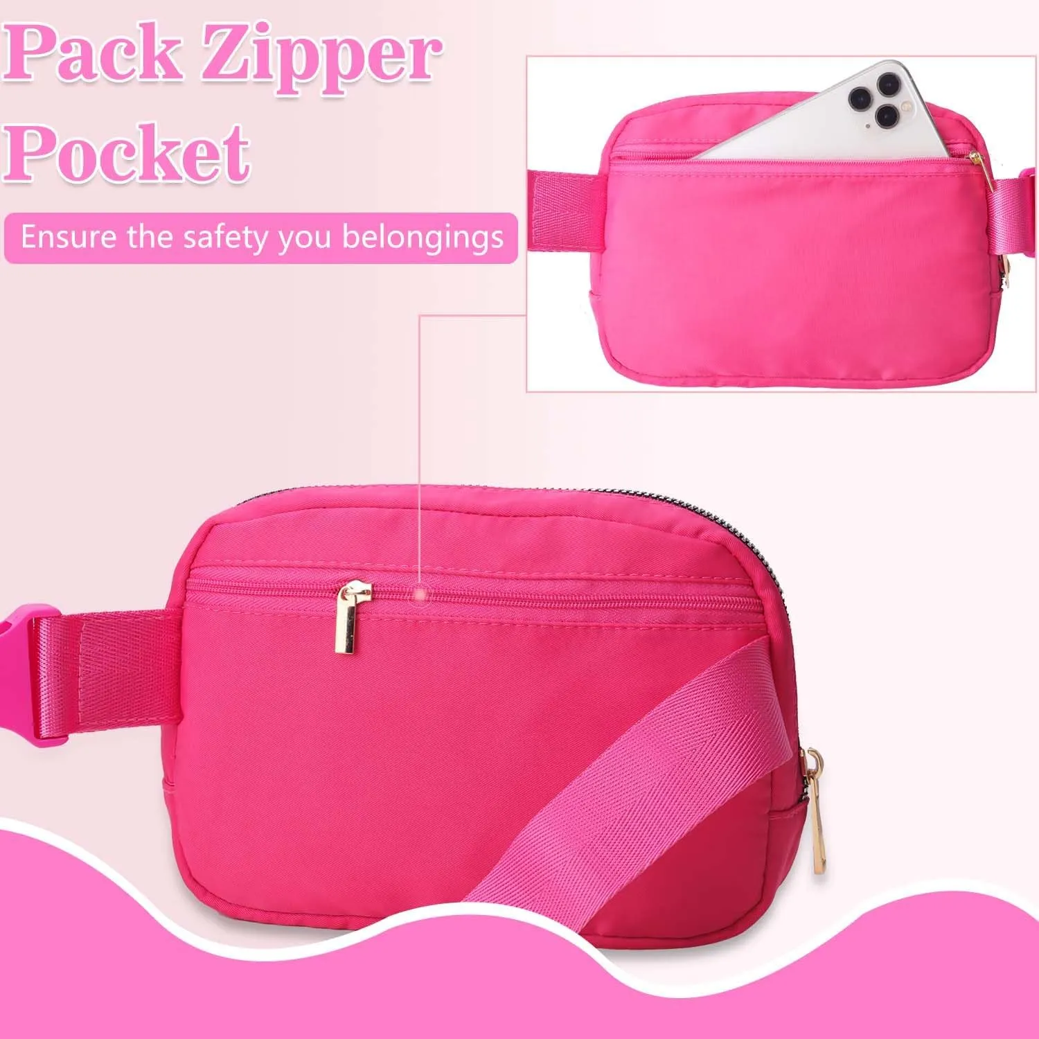 Gifts Girls Teens Kids - Birthday Gifts for Women, Personalized Gifts for Mom Freind Sister Teacher, Graduation Gifts for Her, Initial Crossbody Bag Belt Bag for Women Rose Red S