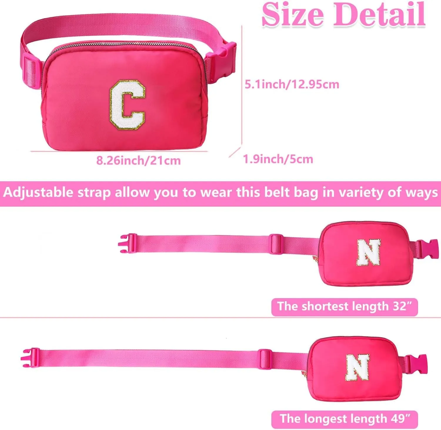 Gifts Girls Teens Kids - Birthday Gifts for Women, Personalized Gifts for Mom Freind Sister Teacher, Graduation Gifts for Her, Initial Crossbody Bag Belt Bag for Women Rose Red S