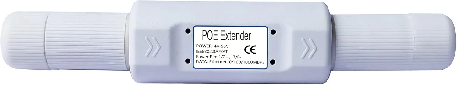 Gigabit Outdoor PoE Extender, IP67 Waterproof Direct Burial PoE Extender for IP Camera Plug and Play, 1 Channel PoE Repeater, PoE Amplifier, PoE Booster, Comply with IEEE 802.3at / 802.3af