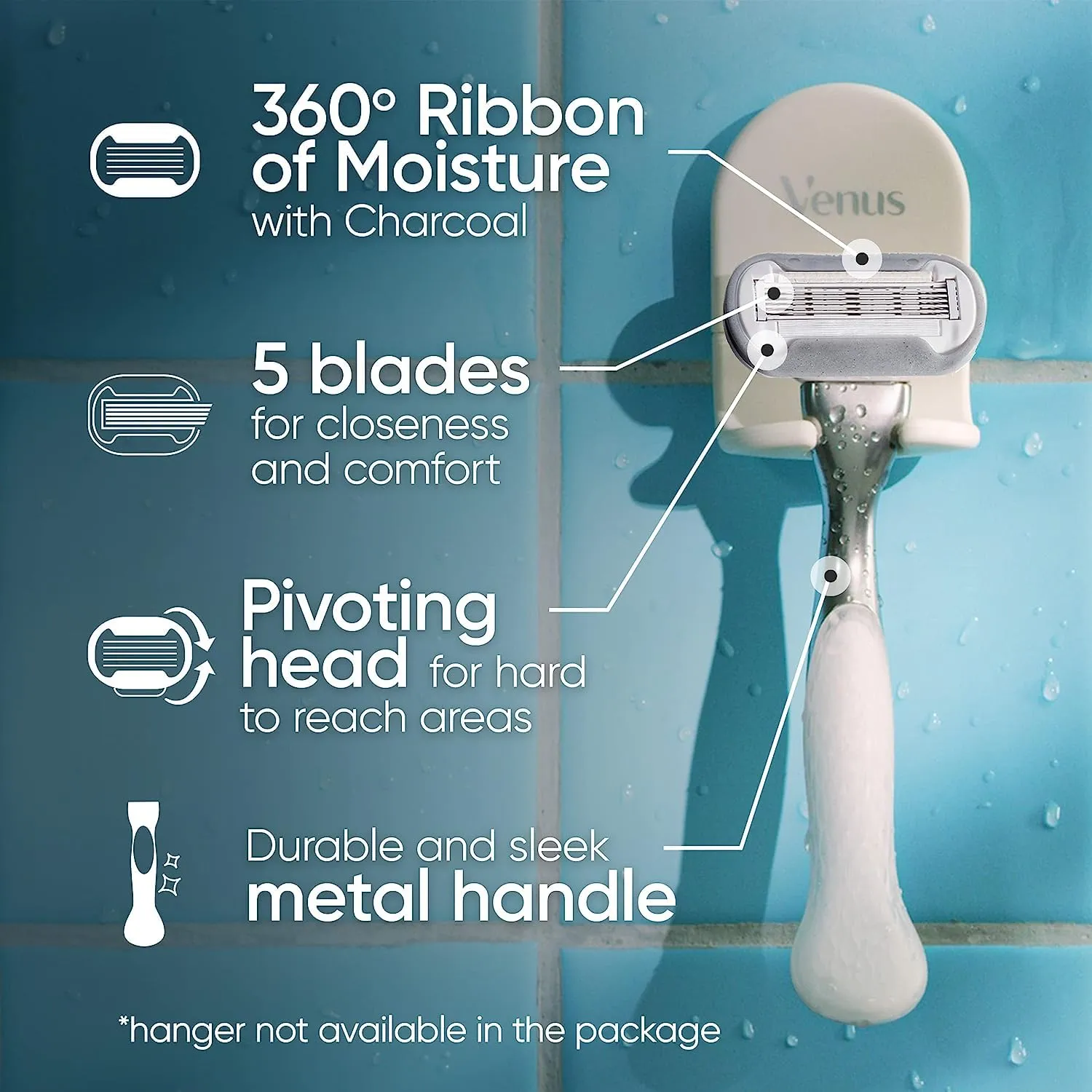Gillette Venus Extra Smooth Charcoal Women's Razor Handle   4 Blade Refills