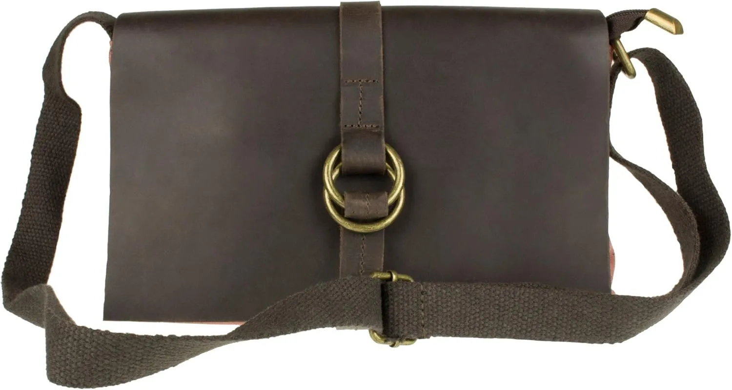 Girly Handbags Womens Italian Leather Canvas Cross Body Bag