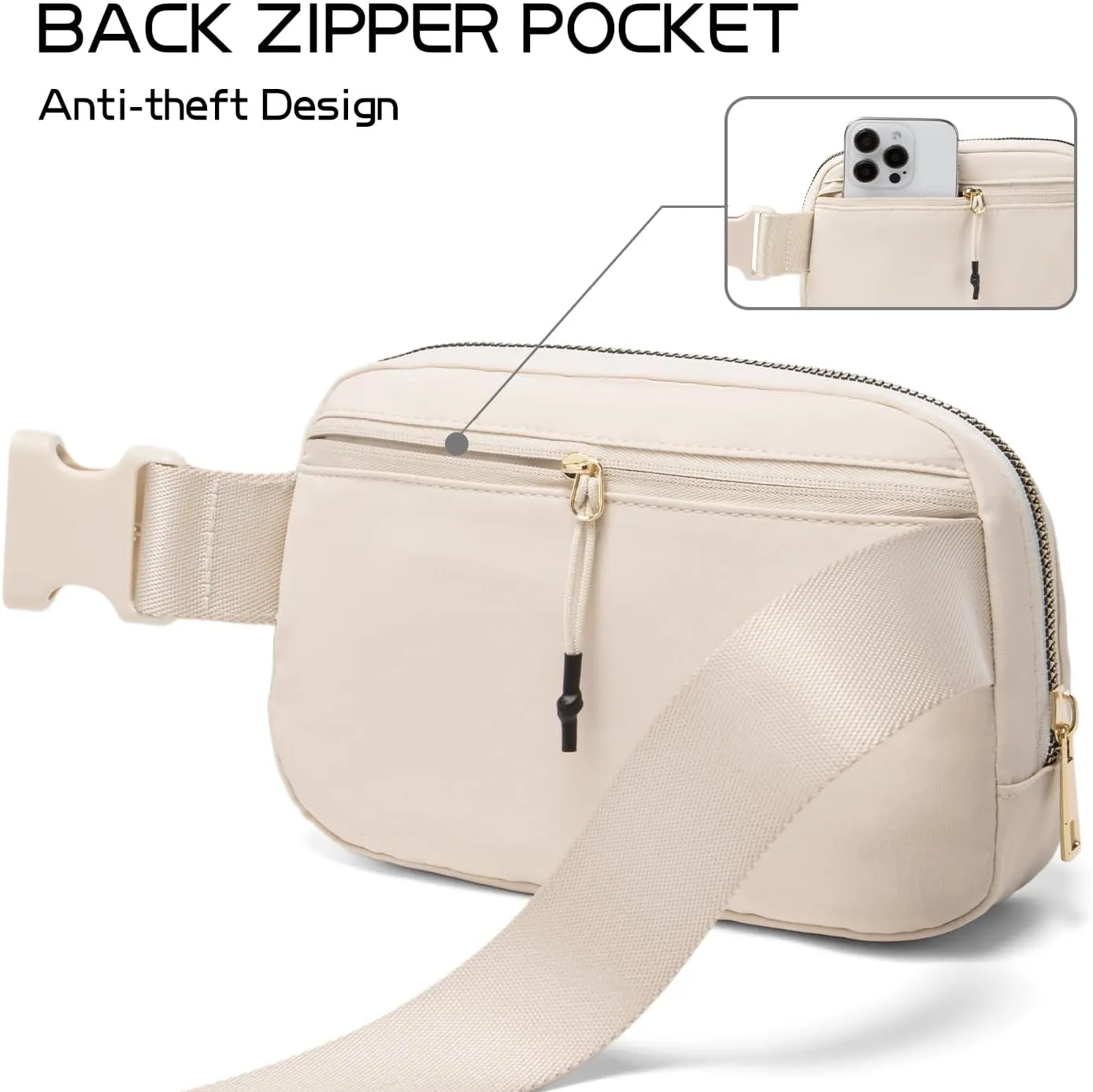 Gitus Belt Bag Fanny Pack Crossbody Bags with Initial Letter Patch Cute Stuff Birthday Gifts for Teenager Girls Cool Stuff for Teens Trendy Preppy Stuff for Teen Girls (Beige-C)