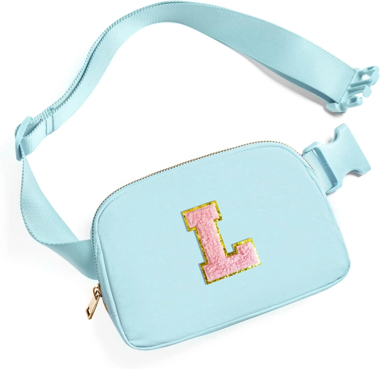 Gitus Gifts for 7 8 9 10 11 Year Old Girls Belt Bag Fanny Pack Crossbody Bags with Initial Letter Patch Birthday Gifts for Daughter Sister Friends Teen girls (Icing Blue-L)