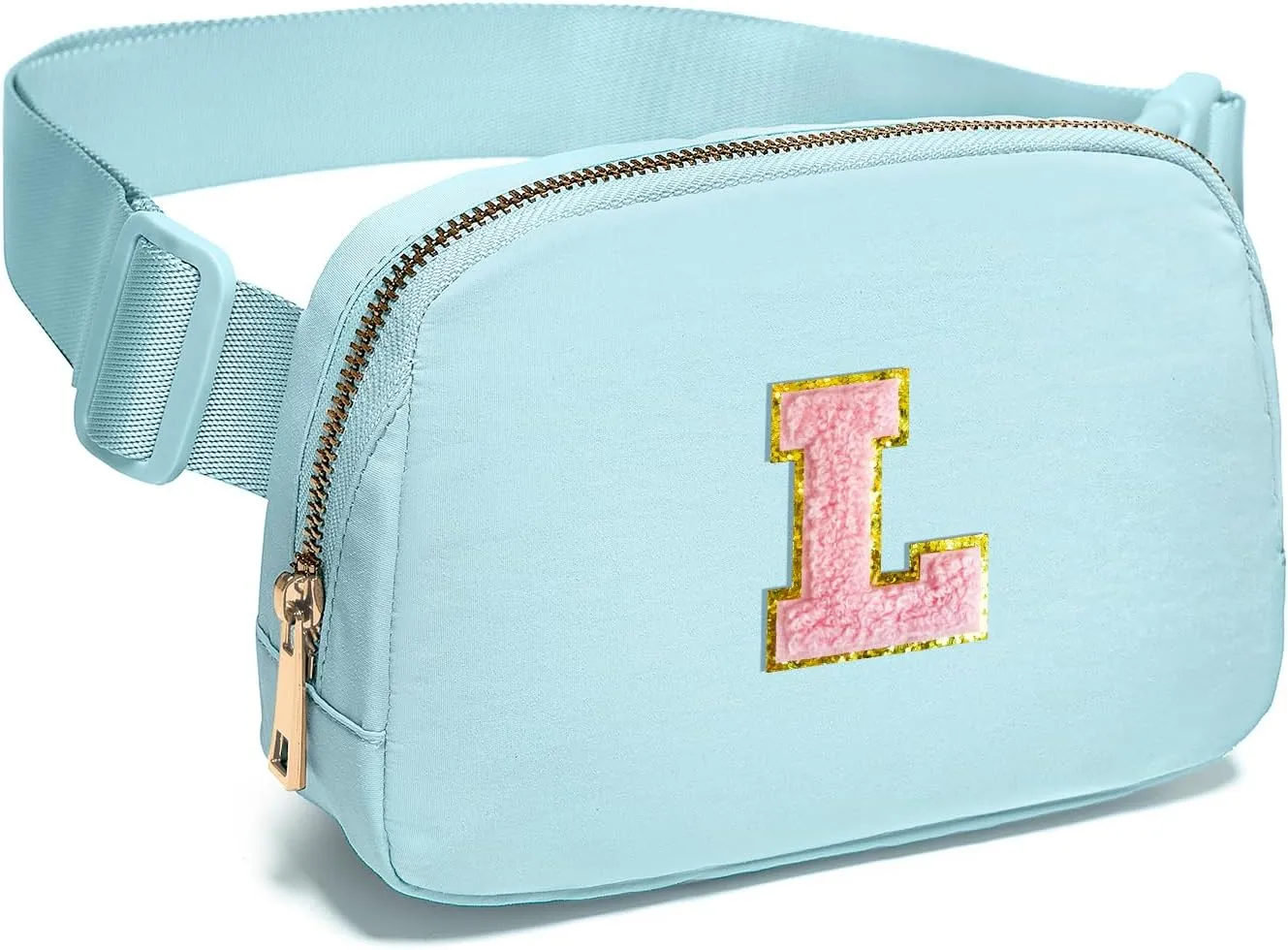 Gitus Gifts for 7 8 9 10 11 Year Old Girls Belt Bag Fanny Pack Crossbody Bags with Initial Letter Patch Birthday Gifts for Daughter Sister Friends Teen girls (Icing Blue-L)