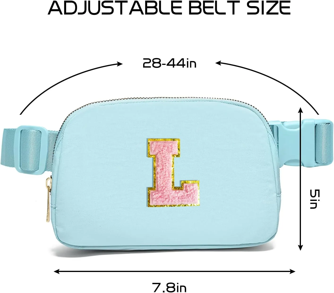 Gitus Gifts for 7 8 9 10 11 Year Old Girls Belt Bag Fanny Pack Crossbody Bags with Initial Letter Patch Birthday Gifts for Daughter Sister Friends Teen girls (Icing Blue-L)