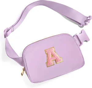 Gitus Initial Belt Bag Fanny Pack Crossbody Bag for Girls Birthday Gifts Age 8-10 Teen Girl Gifts Trend Stuff Personalized Letter Gifts for Daughter Sister (Lavender-A)