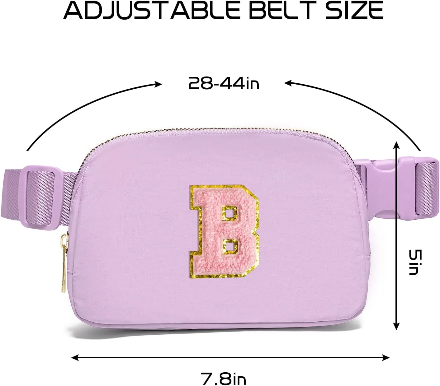 Gitus Initial Belt Bag Fanny Pack Crossbody Bag for Girls Birthday Gifts Age 8-10 Teen Girl Gifts Trend Stuff Personalized Letter Gifts for Daughter Sister (Lavender-B)
