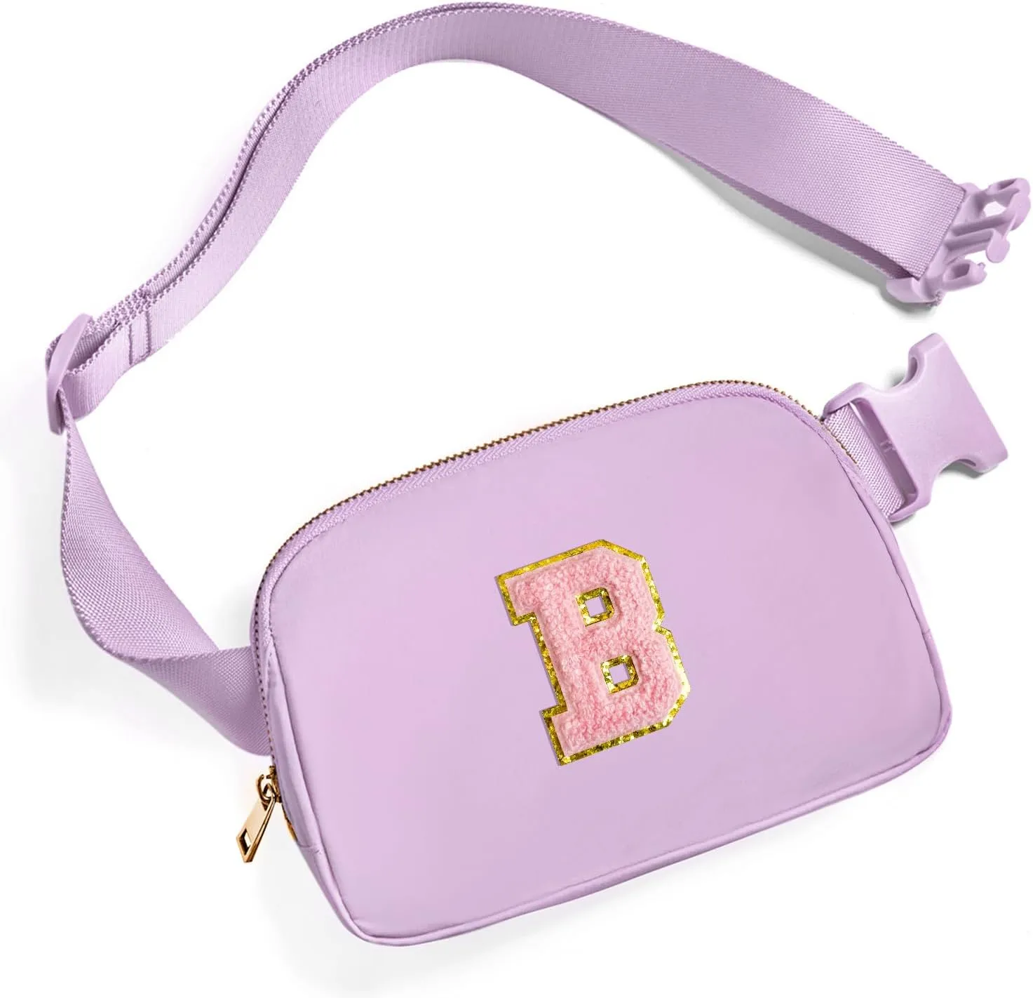 Gitus Initial Belt Bag Fanny Pack Crossbody Bag for Girls Birthday Gifts Age 8-10 Teen Girl Gifts Trend Stuff Personalized Letter Gifts for Daughter Sister (Lavender-B)