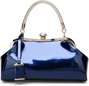 Glossy Patent Leather Handbag for Women Top Handle Tote Bag Evening Shoulder Purse Wedding Satchel