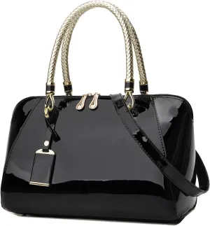 Glossy Women Handbag Patent Leather Large Size Top-Handle Bag Shiny Shoulder Bag Tote Evening Purse Party Satchel