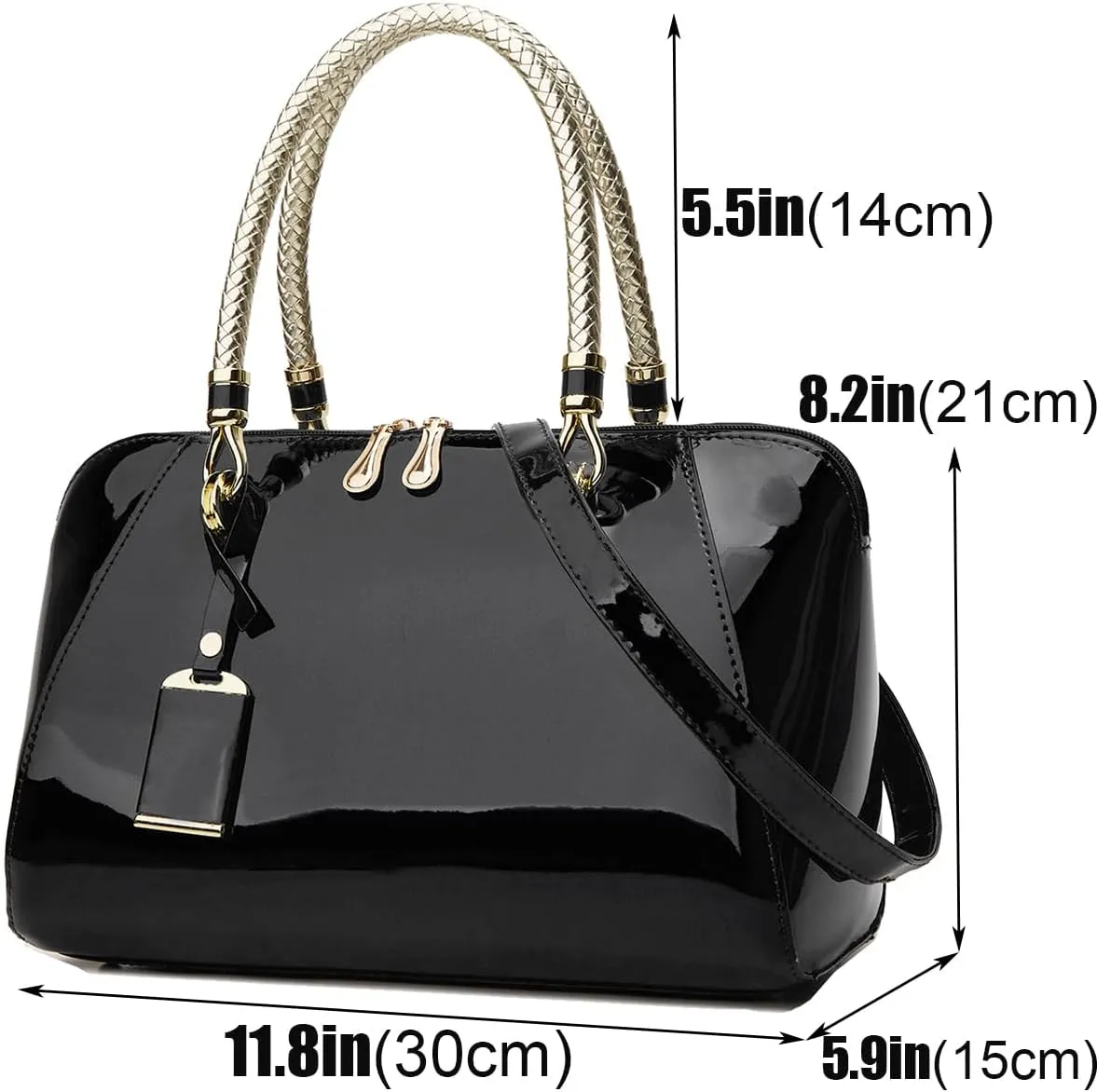 Glossy Women Handbag Patent Leather Large Size Top-Handle Bag Shiny Shoulder Bag Tote Evening Purse Party Satchel