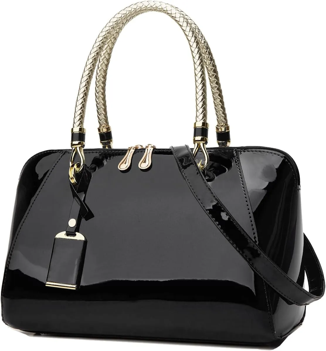 Glossy Women Handbag Patent Leather Large Size Top-Handle Bag Shiny Shoulder Bag Tote Evening Purse Party Satchel