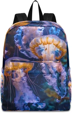 Glowing Jellyfish Backpack, Travel Rucksack Lightweight School Bookbag Daypack for Adults Teen Students Boys Girls