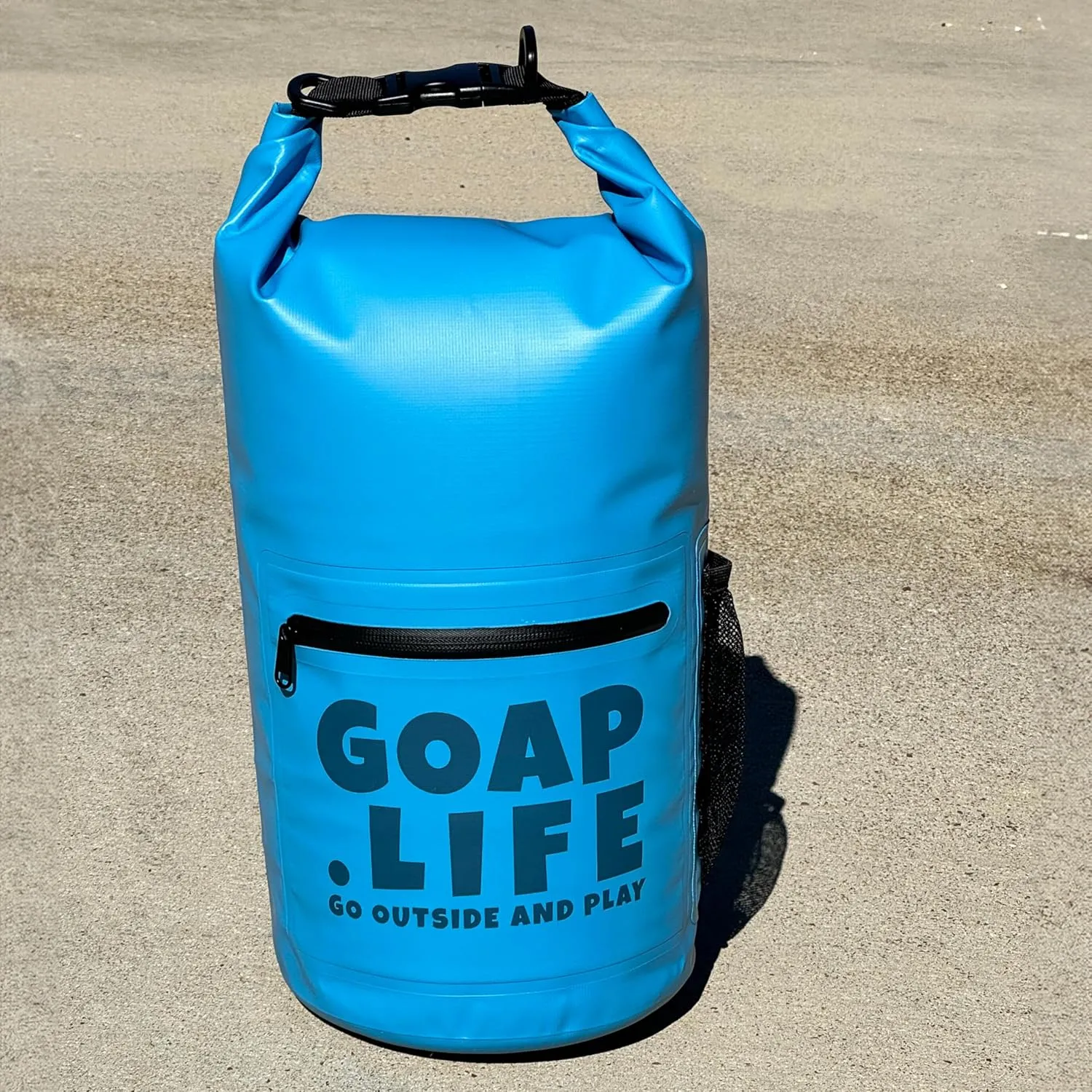 GOAP 10L Waterproof Dry Bag for Beach, Fishing, Camping, and Hiking - Rolltop Design with Crossbody Strap, Water Bottle Pocket, and Zipper Pocket