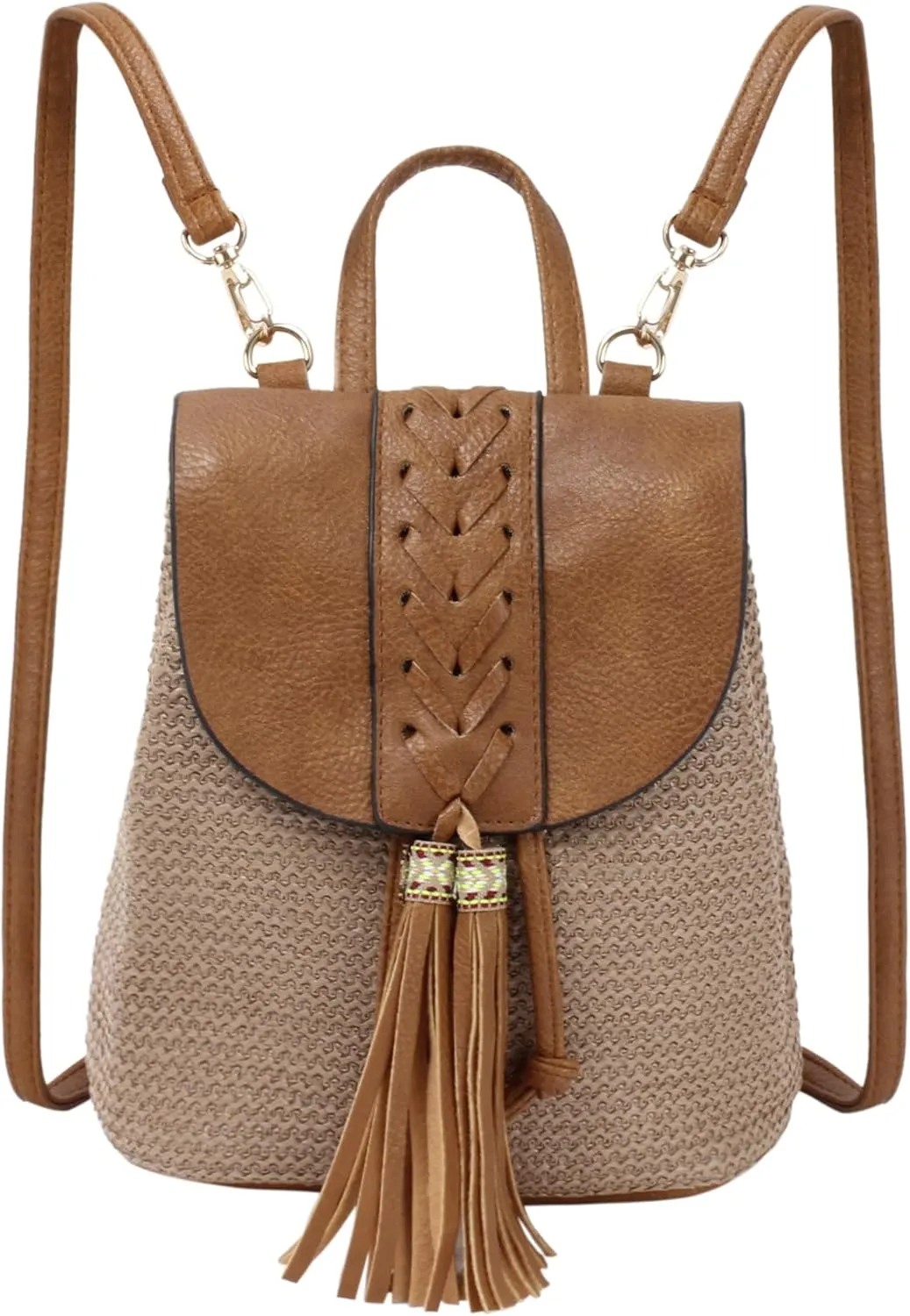Goclothod Women Vintage Backpack Bohemian Rucksack Drawstring Shoulder Bag Casual Daypack