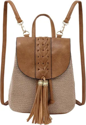 Goclothod Women Vintage Backpack Bohemian Rucksack Drawstring Shoulder Bag Casual Daypack
